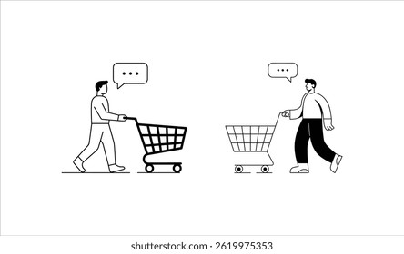 Shopping Cart Conversation Silhouette Vector Illustration Set