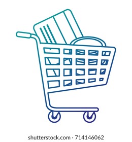 shopping cart with credit card and coins