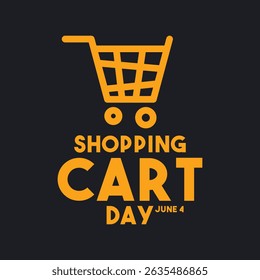 Shopping Cart Day. June. Black background. Eps 10.