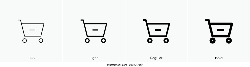 shopping cart del icon. Thin, Light Regular And Bold style design isolated on white background