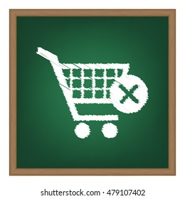 Shopping Cart with delete sign. Flat style black icon on white.