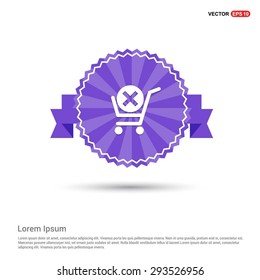 Shopping Cart and Delete Sign icon - abstract logo type icon - Retro vintage badge and label Purple background. Vector illustration