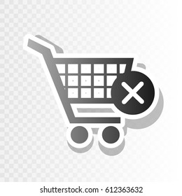 Shopping Cart with delete sign. Vector. New year blackish icon on transparent background with transition.