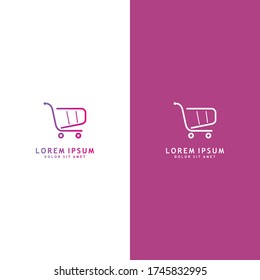 Shopping cart design template elements. Colorful web icon isolated on white background. White web icon isolated on purple background. Suitable for business, online store.