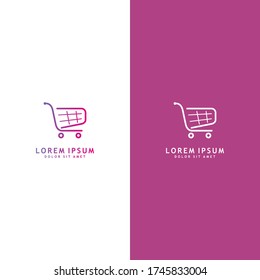 Elementos de plantilla de diseño de carrito de compras. Icono web colorido aislado en fondo blanco. Icono blanco de la web aislado en fondo morado. Adecuado para negocios, tienda online.