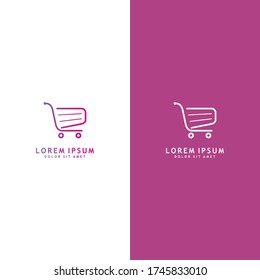 Shopping cart design template elements. Colorful web icon isolated on white background. White web icon isolated on purple background. Suitable for business, online store.