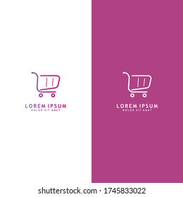 Shopping cart design template elements. Colorful web icon isolated on white background. White web icon isolated on purple background. Suitable for business, online store.