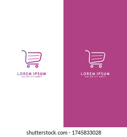 Shopping cart Design Template Elemente. Farbiges Websymbol isoliert auf weißem Hintergrund. Weißes Web-Symbol isoliert auf lila Hintergrund. Geeignet für Geschäfte, Online-Shop.