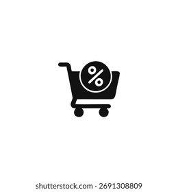 Warenkorb Discount Icon - Vektorsymbol für Black Friday Verkauf und Online-Shop-Angebot