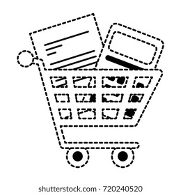 shopping cart with document and calculator