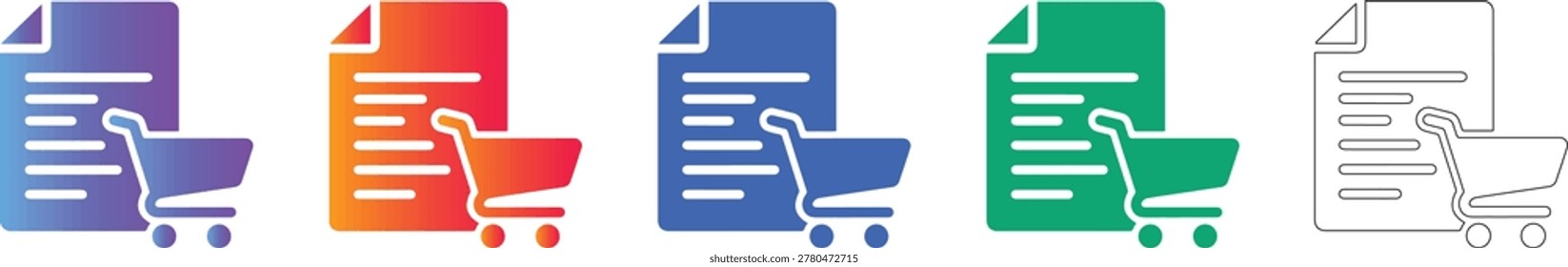 Shopping Cart and Document Icons Set vol 3911