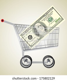 Shopping cart and dollar