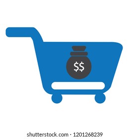 Shopping cart with Dollar Budget icon