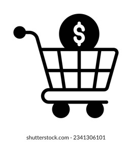 Shopping cart with dollar denoting concept vector of shopping