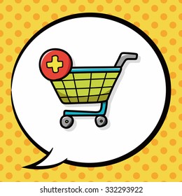 shopping cart doodle, speech bubble