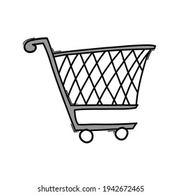 Shopping cart doodle vector icon. Drawing sketch illustration hand drawn line.