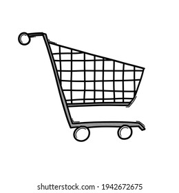 Shopping cart doodle vector icon. Drawing sketch illustration hand drawn line.