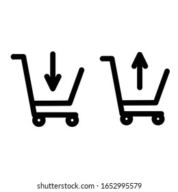 Shopping Cart With Up And Down Arrow Collection Vector