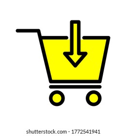 shopping cart with down arrow icon