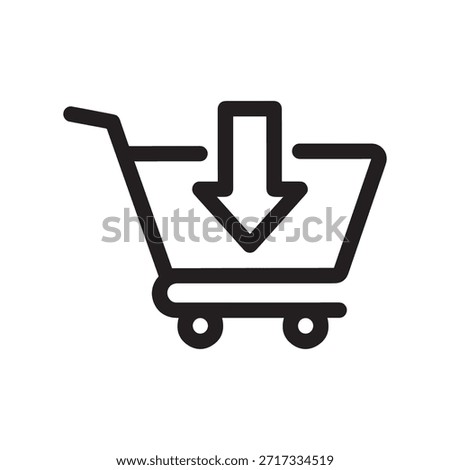 Shopping cart with a down arrow icon