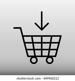 Shopping Cart With Down Arrow Vector Icon Illustration