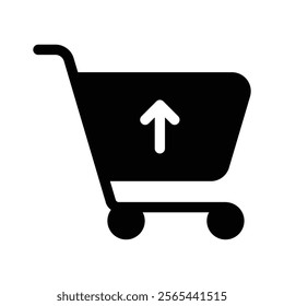 A shopping cart with a downward arrow, symbolizing delete purchase
