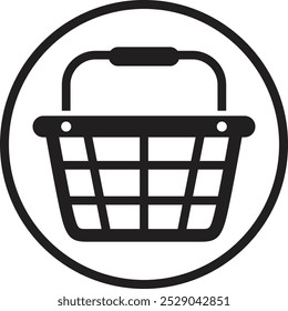 Shopping cart ecommerce icon, black isolated on white background, vector illustration.