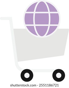 Icono de comercio electrónico de Carrito de compras Ilustración plana de Vector