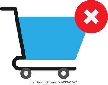 Icono de comercio electrónico de Carrito de compras Ilustración plana de Vector