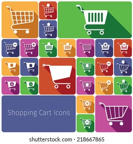 Shopping cart e-commerce web design elements flat decorative icons set isolated vector illustration