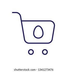 Shopping Cart Egg Outline Vector Icon