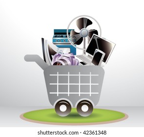 shopping cart with electronics