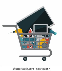 Shopping cart with electronics and home appliances