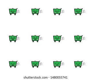 shopping cart emoticon or smile icon for user interface