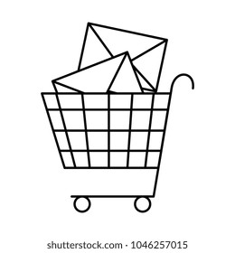 shopping cart with envelopes