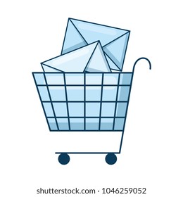 shopping cart with envelopes