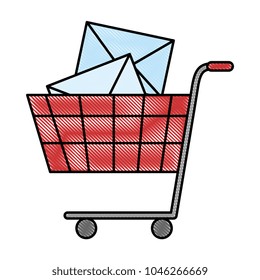 shopping cart with envelopes