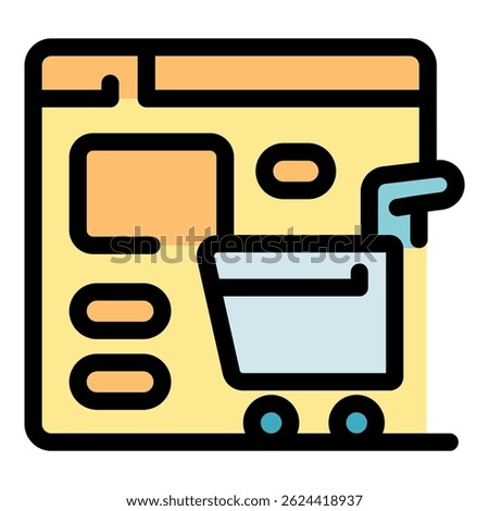 Shopping cart exiting website, symbolizing online shopping and e commerce transactions