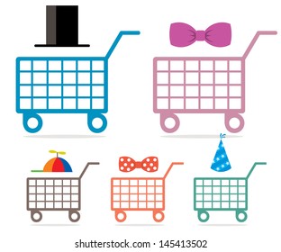 shopping cart, family shopping concept