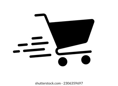 carro de compras rápido. Ilustración simple de diseño de iconos vectoriales modernos. Vector 10 eps.