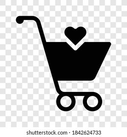 shopping cart, favorite cart with love sign icon vector illustration