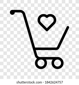 shopping cart, favorite cart with love sign icon vector illustration