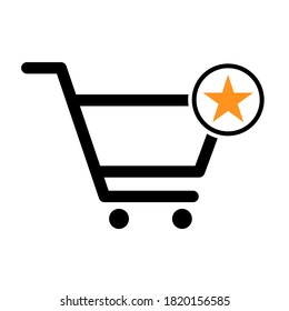 Shopping cart favotite sale icon, market story shop vector illustration symbol isolated on white background