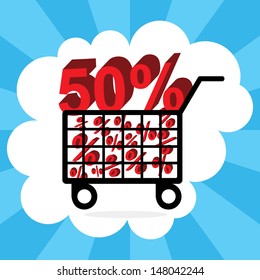 shopping cart with fifty percent discount