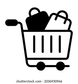 shopping cart filled outline icon, business and finance icon.