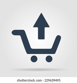 shopping cart Flat black Simple Icon with long shadow, 