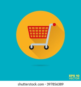 shopping cart flat design vector icon