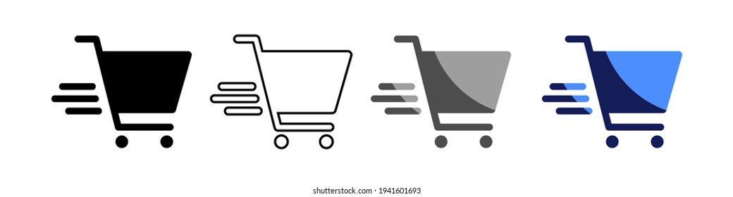 Shopping cart  flat icon for apps and websites. Vector isolated on white background EPS 10