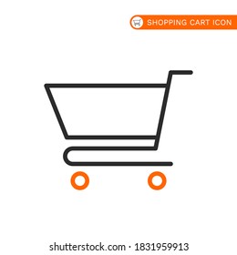 Shopping cart flat icon design vector with white background