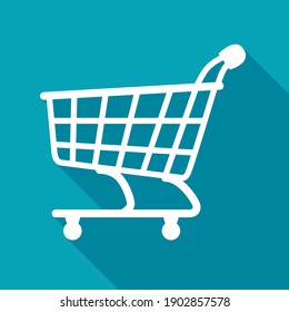 Shopping cart flat icon design. Supermarket cart.
